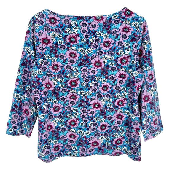 The TALBOTS Tee Sz Medium Blue 3/4 Sleeve Cotton Shirt Top Easter Spring Summer - Picture 6 of 8